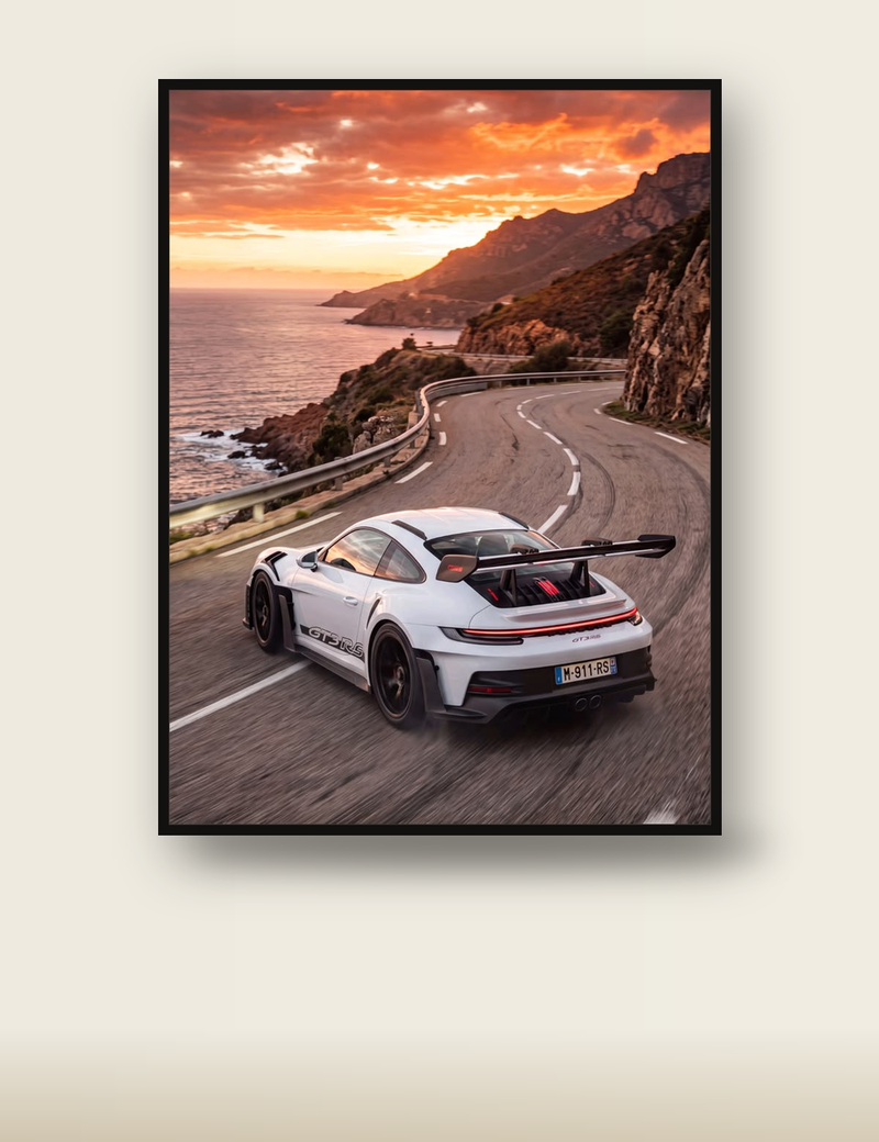 Porsche 911 GT3 RS Poster – Coastal Supercar Wall Art