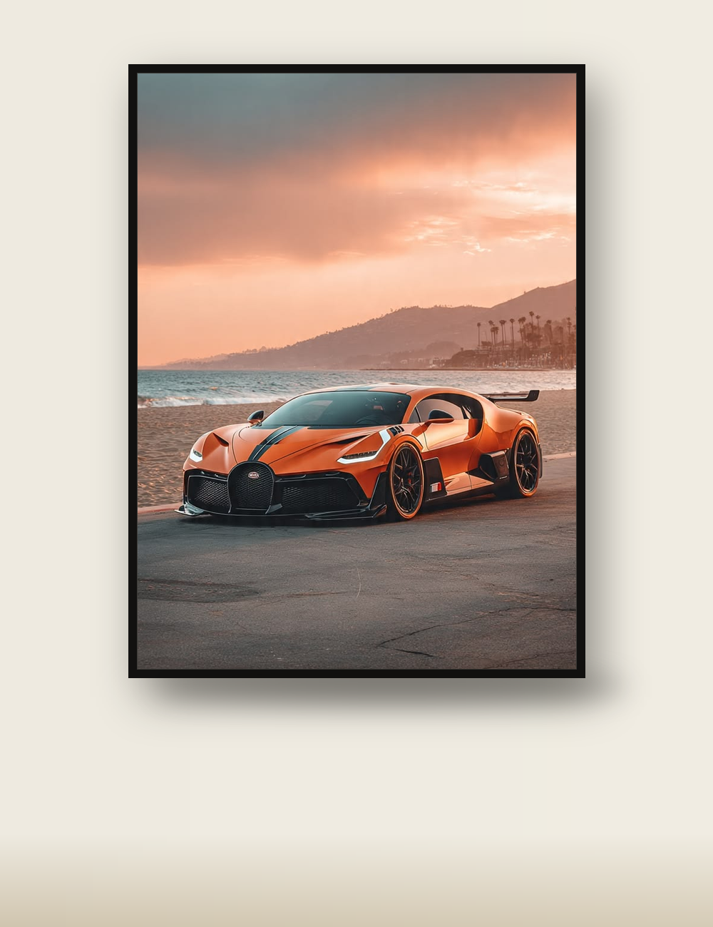 Bugatti Divo poster - orange hypercar wall art