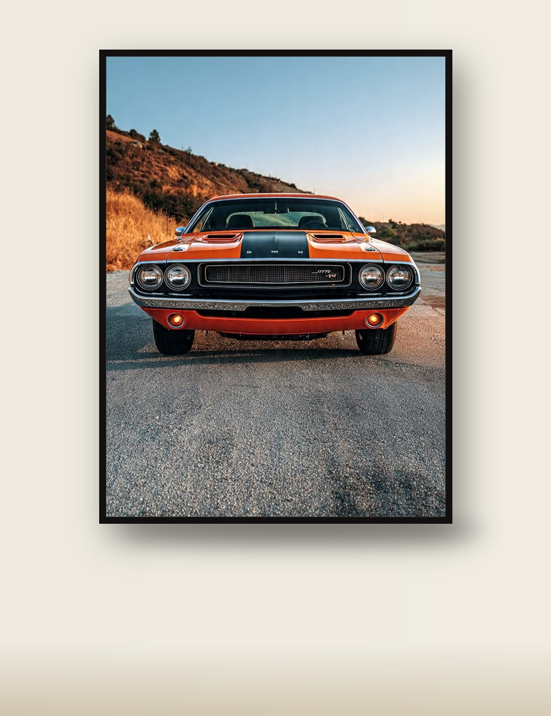 Dodge Challenger R/T Poster – Orange Muscle Car Wall Art