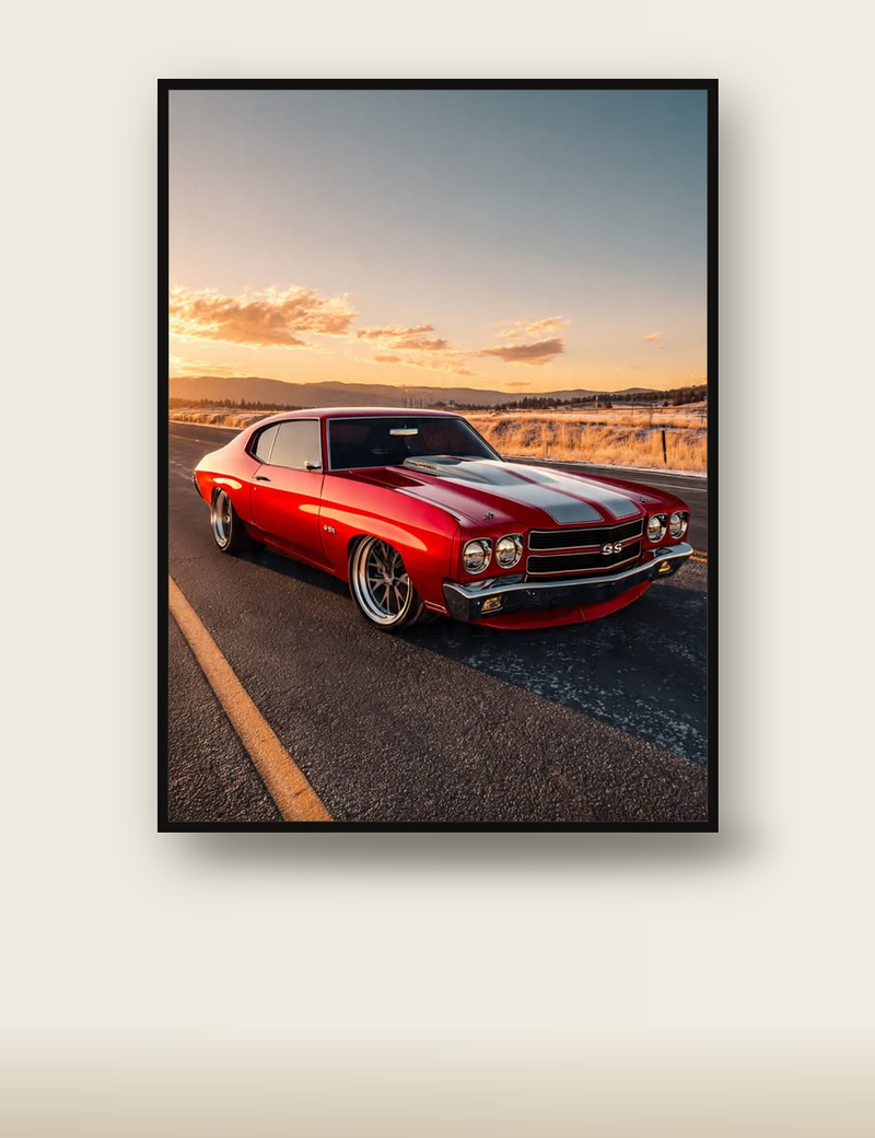 Chevrolet Chevelle SS Poster – Red Muscle Car Wall Art