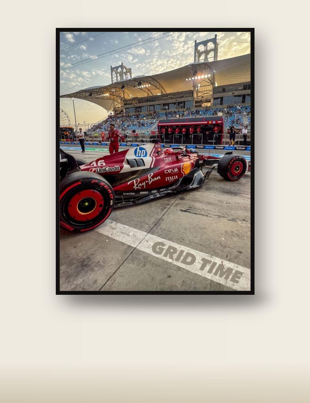 Ferrari pit lane poster - F1 car wall art