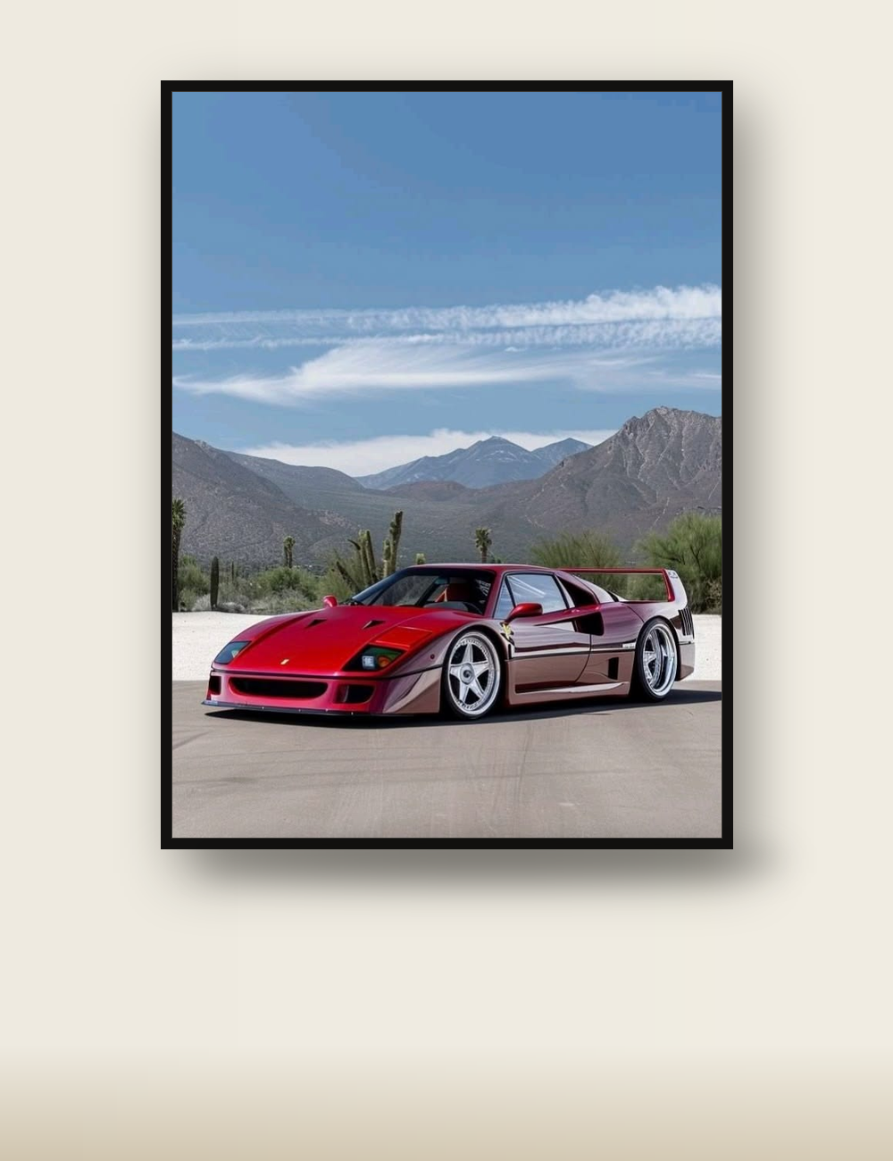 Ferrari F40 desert poster - supercar wall art