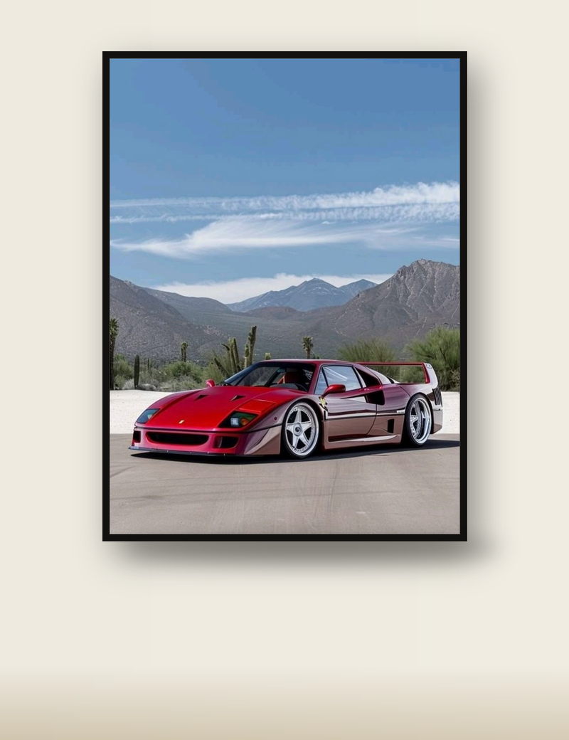 Ferrari F40 Desert Poster – Supercar Wall Art