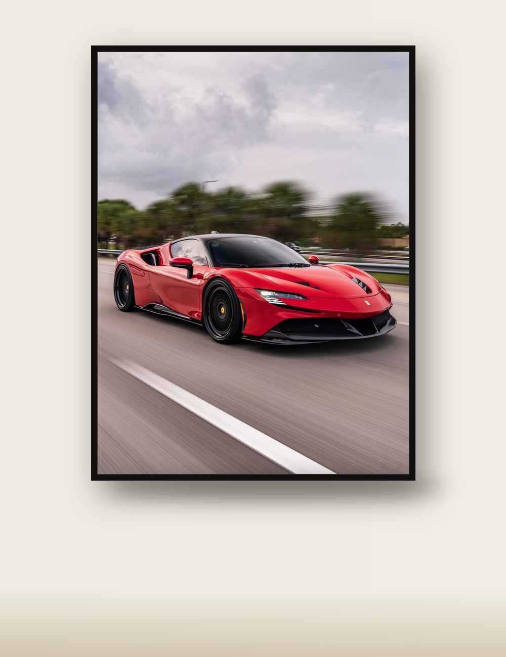 Ferrari SF90 poster - red Ferrari car wall art