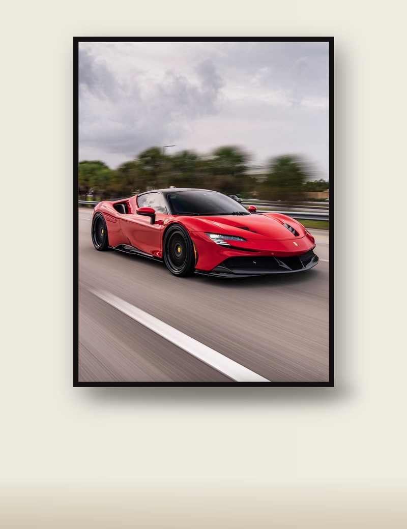 Ferrari SF90 Poster – Red Ferrari Car Wall Art