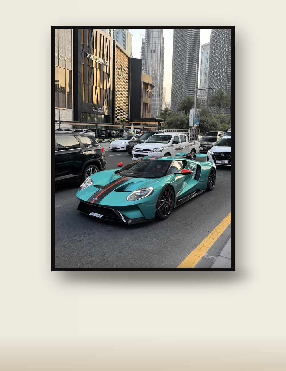 Ford GT Dubai poster - teal supercar wall art