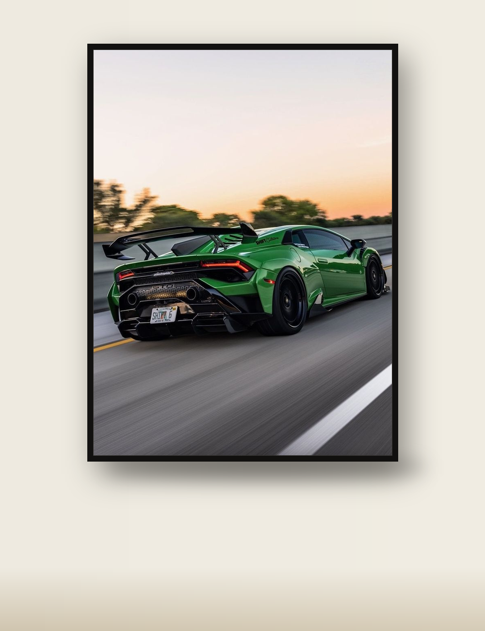 Lamborghini Huracan poster - green supercar wall art