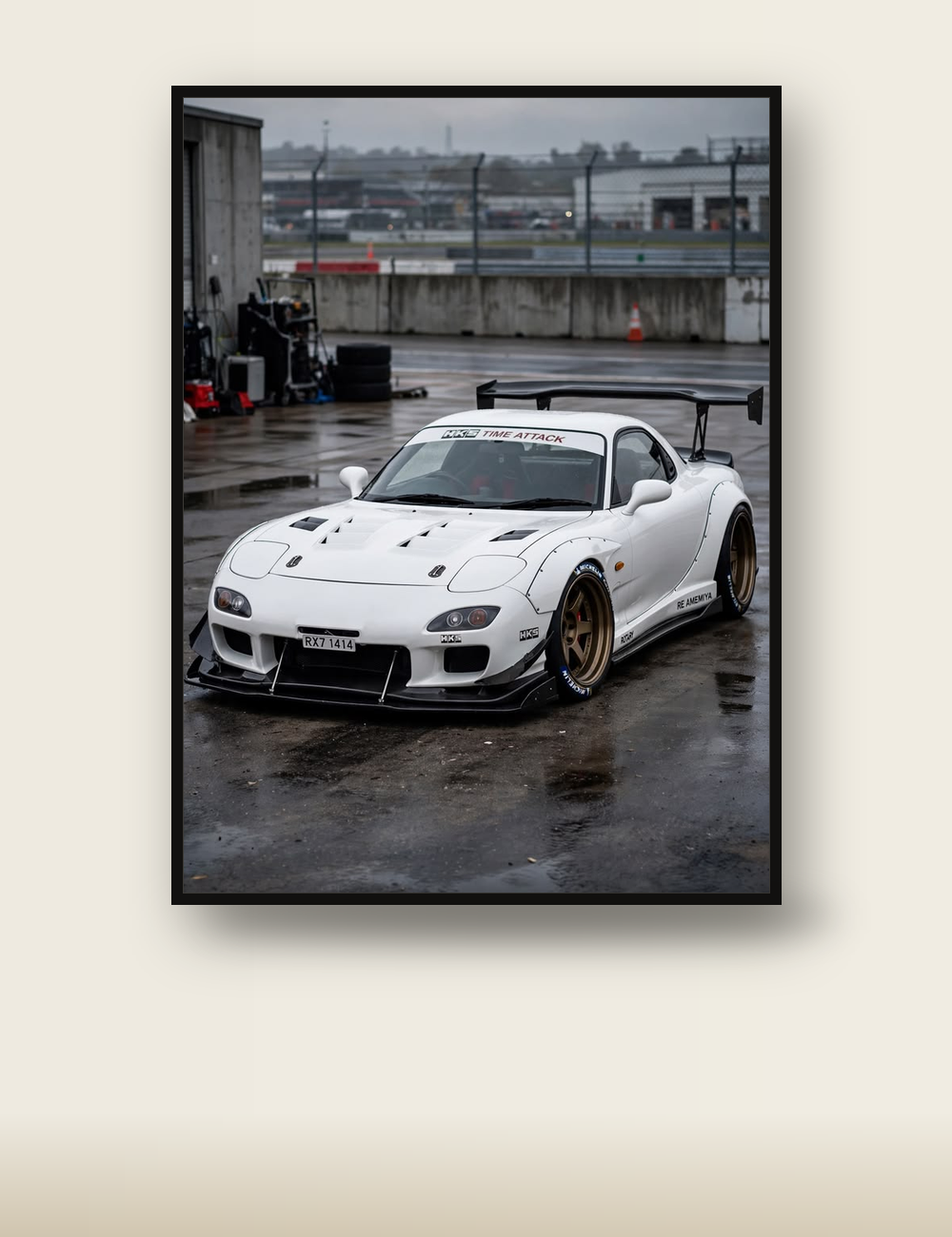 Mazda RX-7 FD poster - white JDM car wall art