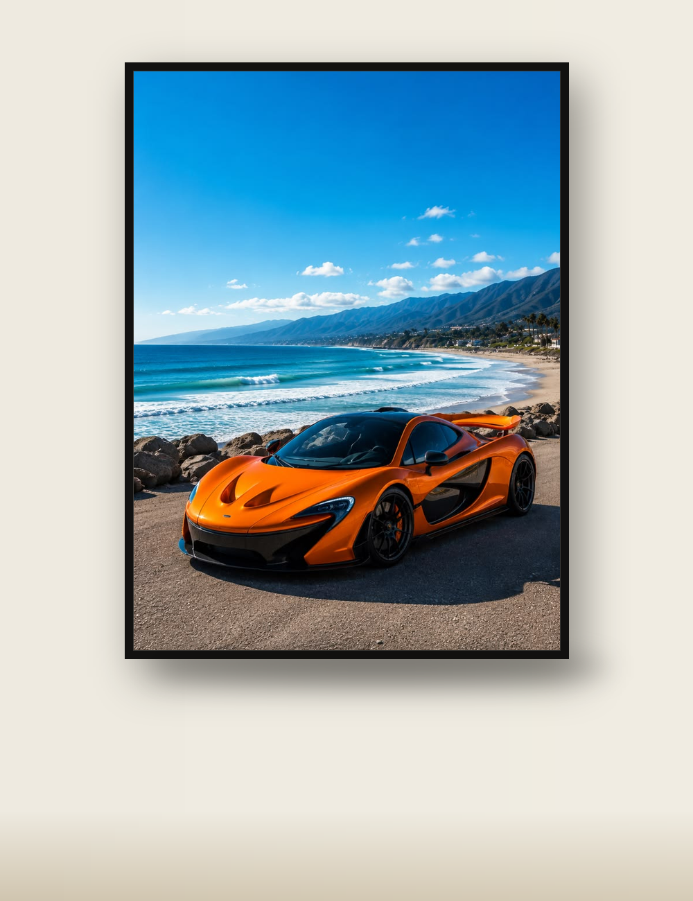 McLaren P1 poster - orange supercar wall art