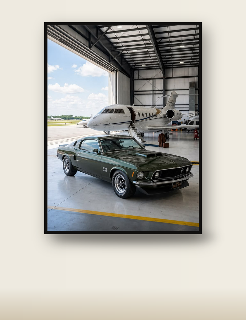 Ford Mustang Boss 429 Poster – Green Muscle Car Wall Art