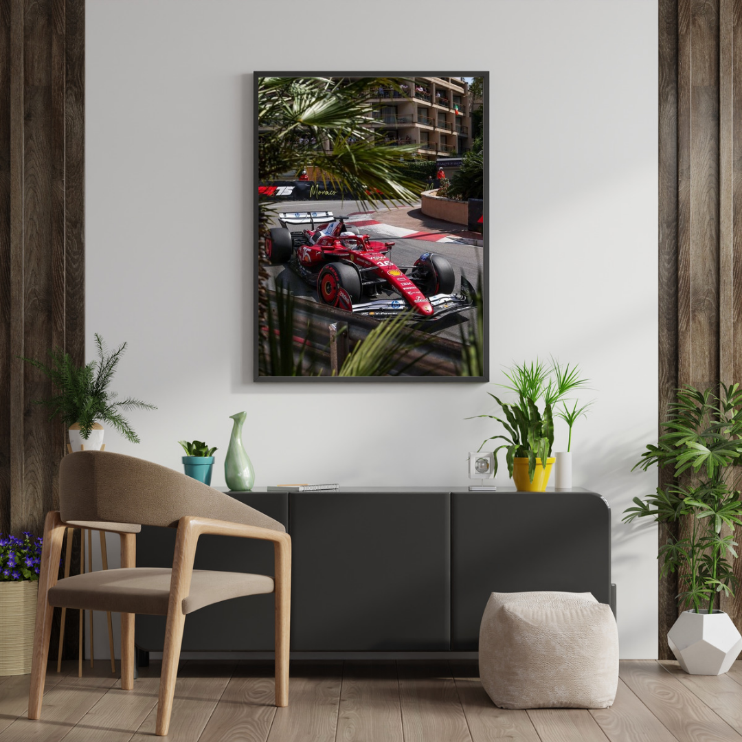 Ferrari Monaco Palms Poster – F1 Car Wall Art