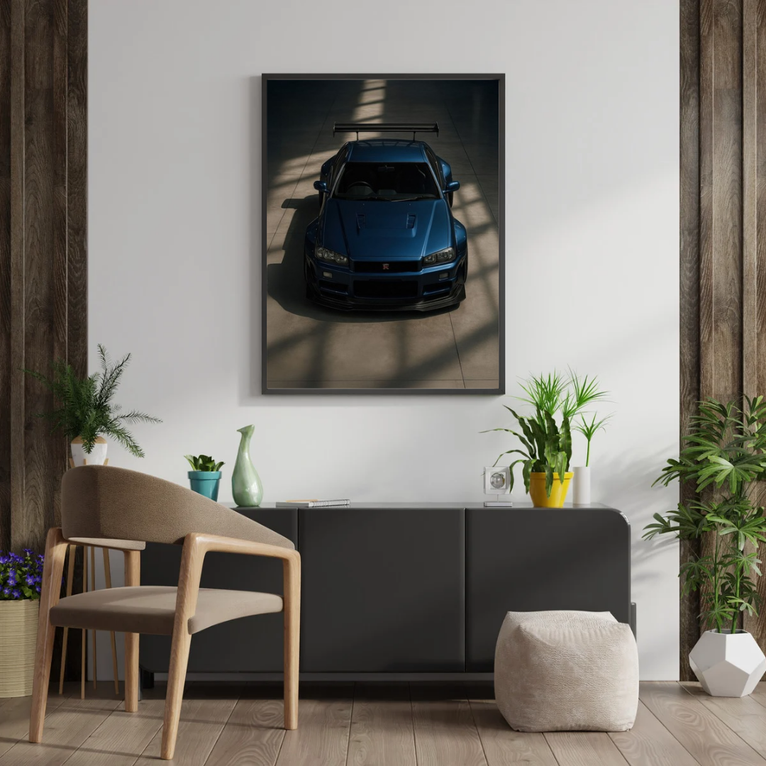 Nissan Skyline Poster – Blue JDM Car Wall Art
