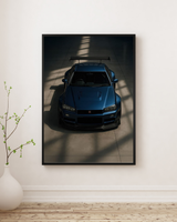 Nissan Skyline poster - blue JDM car wall art