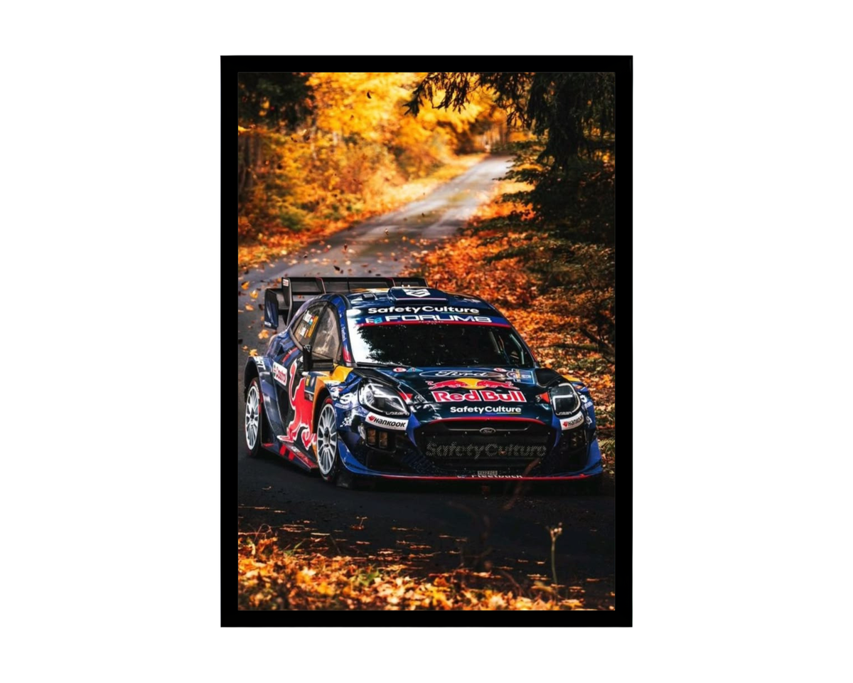 Red Bull WRC Autumn Forest Poster – Rally Car Wall Art