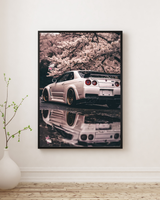 Nissan Skyline poster - white JDM car wall art