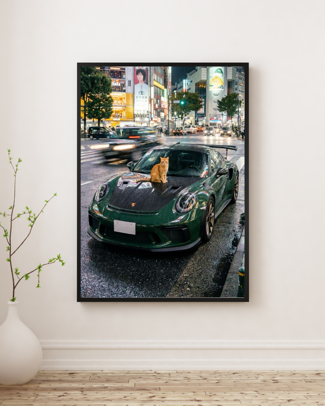 Porsche poster - green supercar wall art