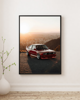 BMW M3 E30 poster - red car wall art
