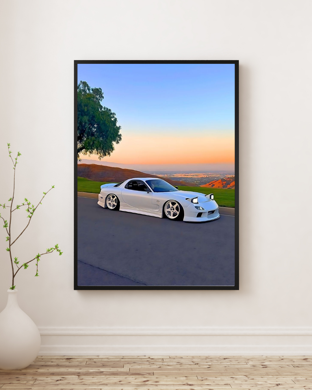 Mazda RX7 poster - white JDM car wall art