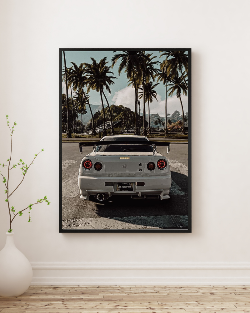 Nissan Skyline Rear Poster – White JDM Car Wall Art